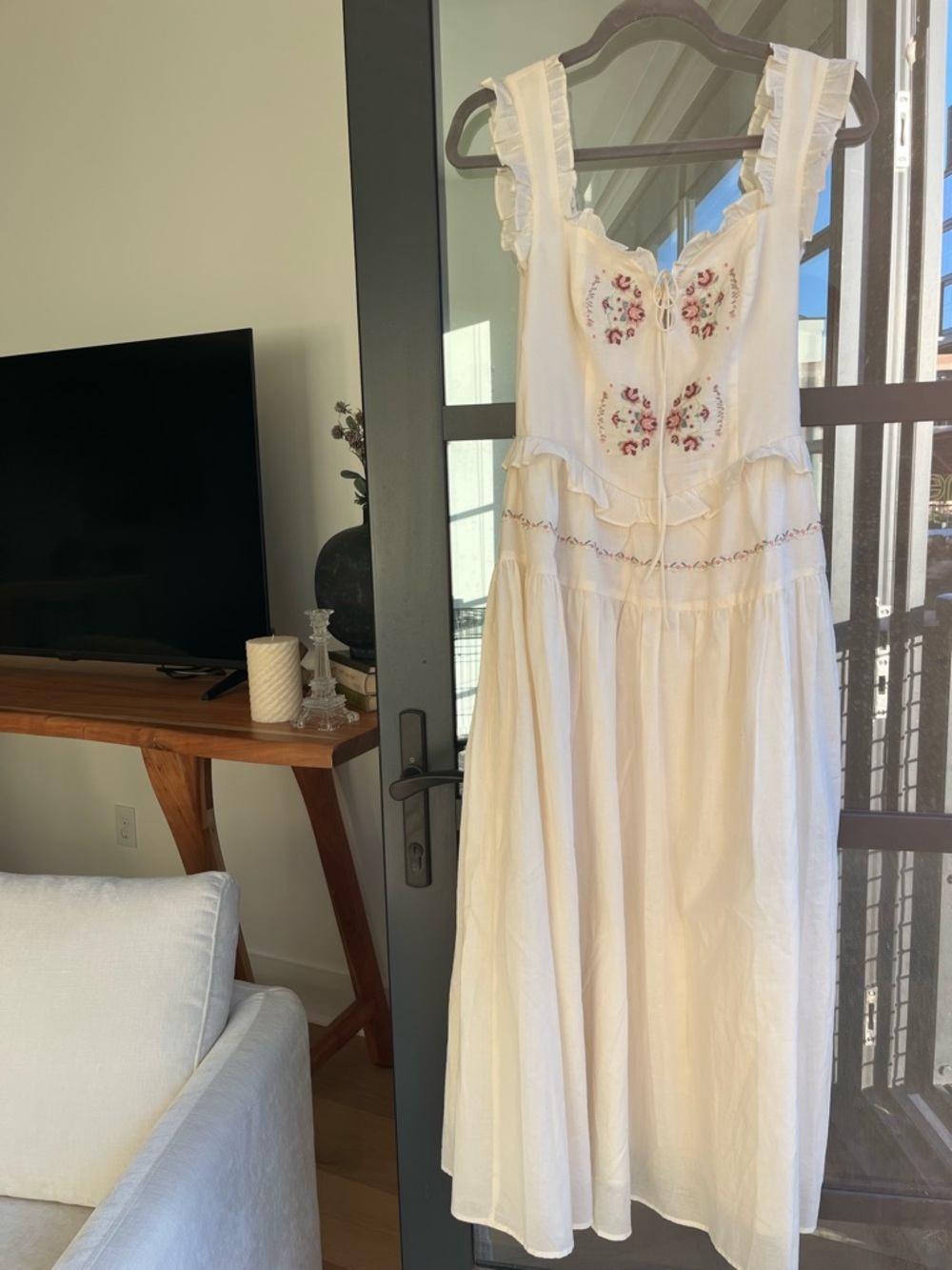 New Nordstrom Fairy Floral Garden  Cottagecore Embroidered Ruffle Maxi Dress